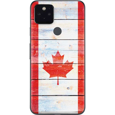 Canada Flag Light Wood Google Pixel 5 Skin